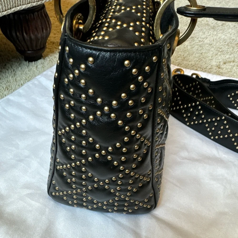 Lady Dior Black with Gold Studs Cannage Bag. Like new. Only used a few times. - Picture 4 of 14